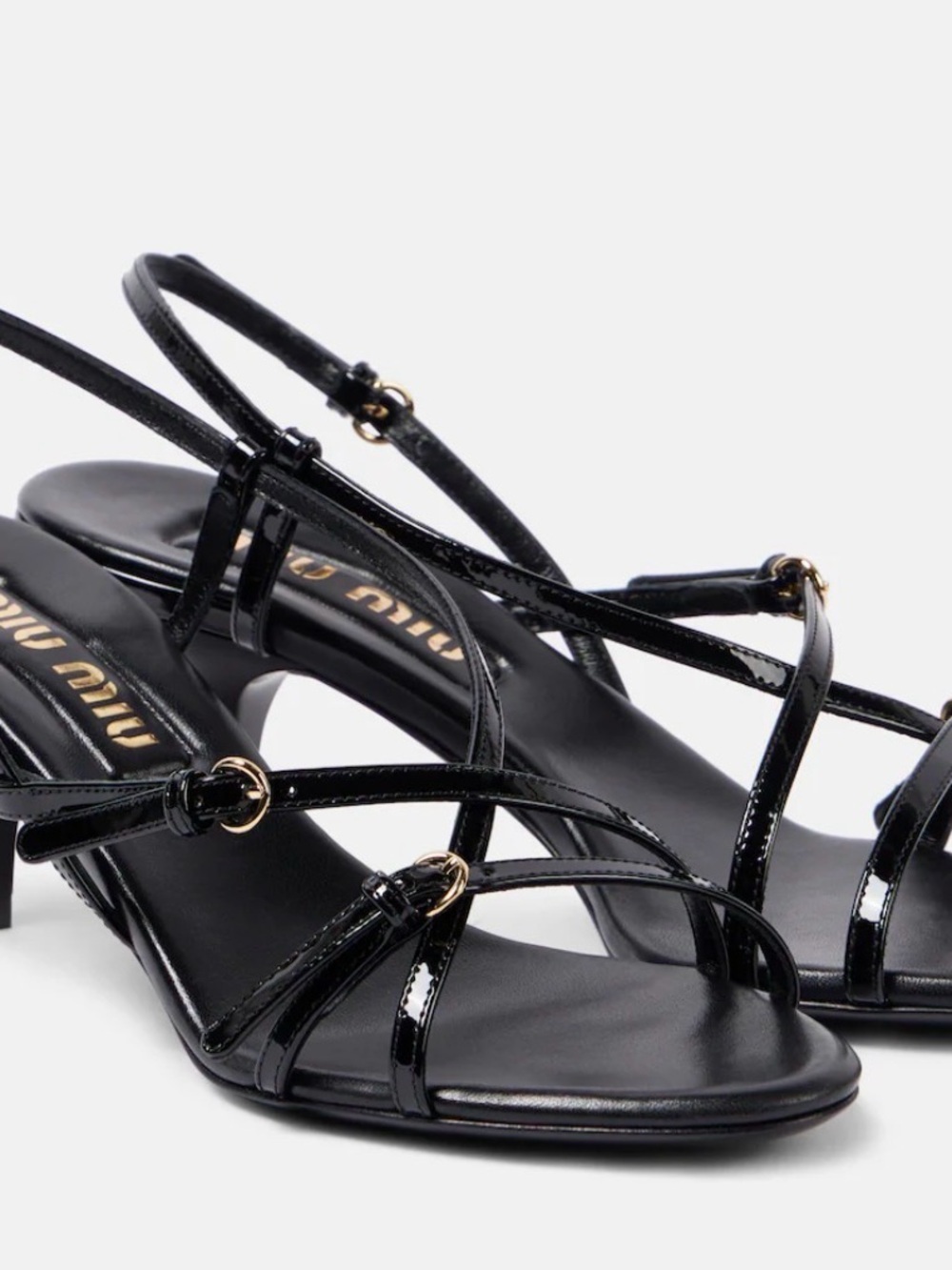 Miu Miu Patent Black Strappy Heels BRAND NEW NEVER WORN IN BOX - Picture 5 of 5